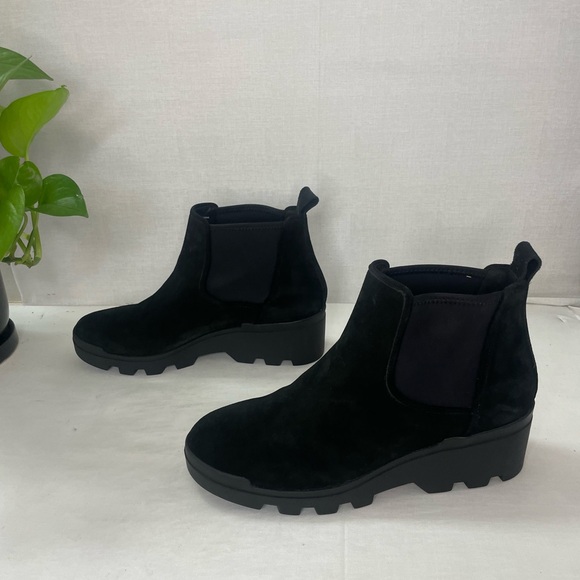 Eileen Fisher Splash Waterproof Suede Bootie Black Ankle Boots 9.5 M - Picture 6 of 10